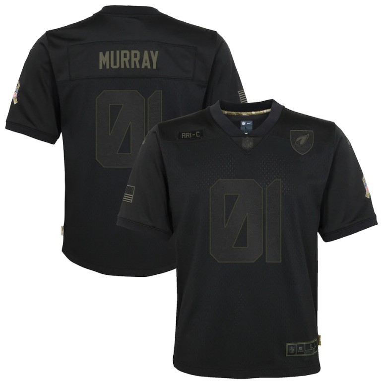 NFL Arizona Cardinals #1 Kyler Murray Nike Youth 2020 Salute to Service Game  Black jerseys